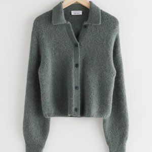 XS Gray Collared Alpaca Blend Cardigan - &Other Stories